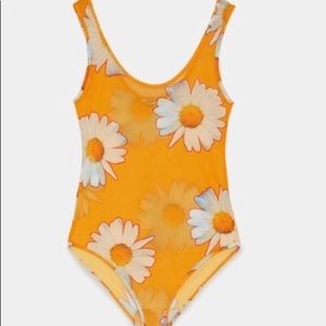 Zara SemiSheer Mesh Floral Daisy Bodysuit BohoChic